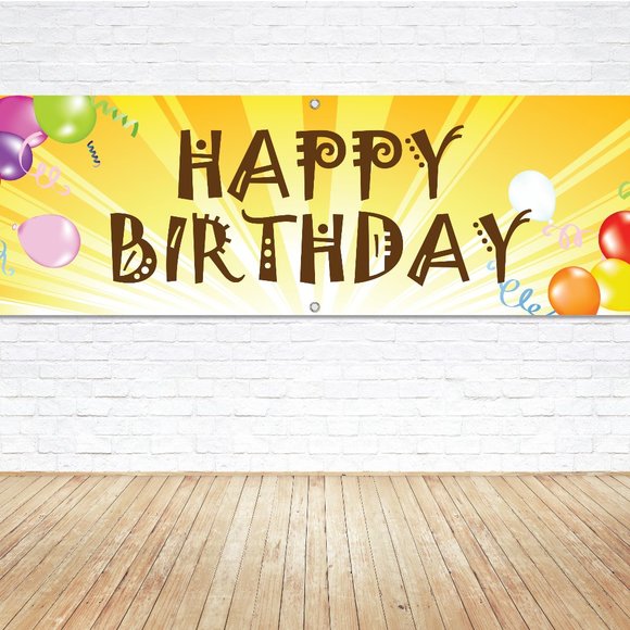 HAPPY BIRTHDAY Generic Vinyl Banner 6ft. Sign Bday Party Decor Display Surprise - Picture 1 of 4
